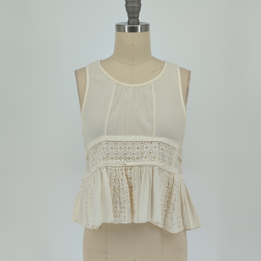 Sun & Shadow Tunic Tank Top Cream XS bohemian cottagecore beach coastal cowgirl